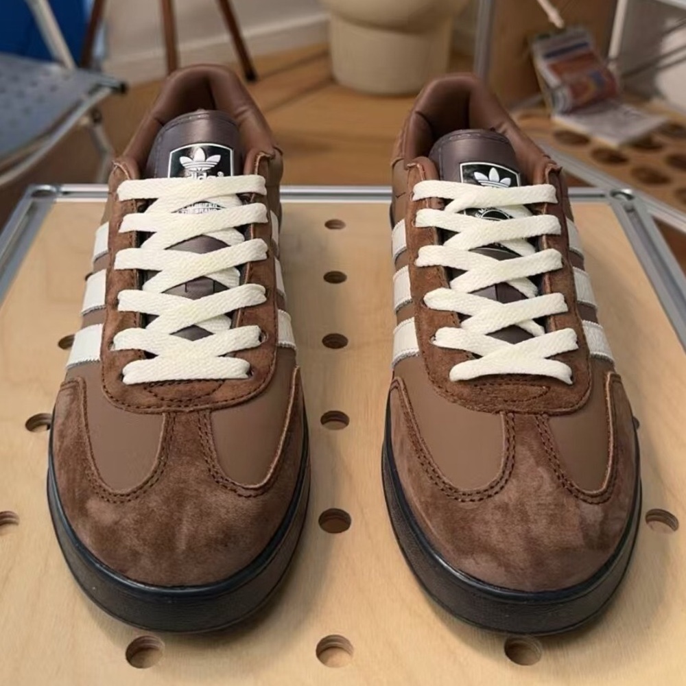 Adidas Men's Brown and White Sneakers